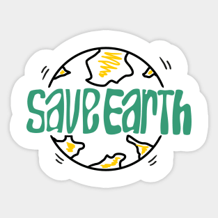 save the earth themed minimalist illustration Sticker